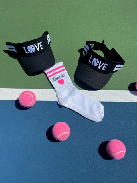 Love Tennis Visor - Black and White